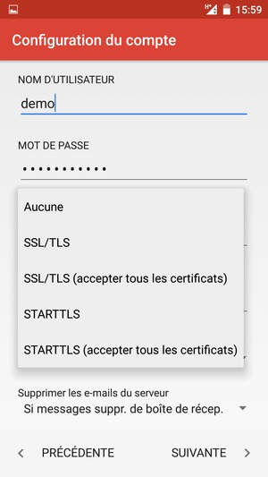 Sélectionnez Aucune puis SUIVANTE