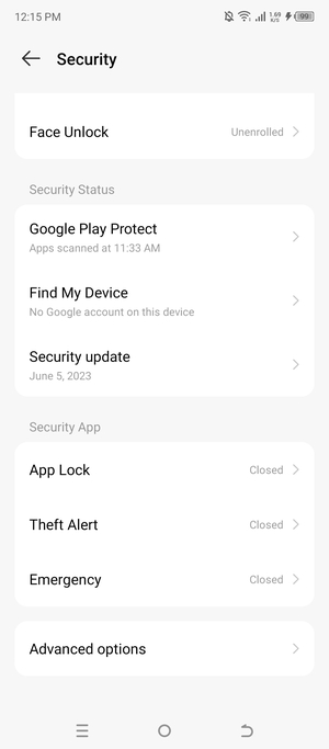 To change the PIN for the SIM card, go to the Security menu and select Advanced options