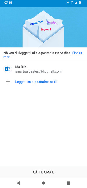 Velg GÅ TIL GMAIL