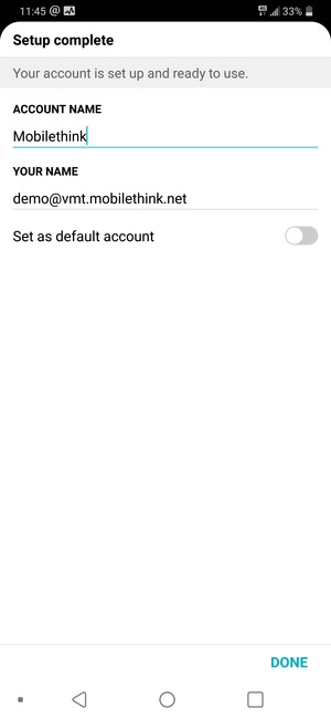 Give your account a name and enter your name. Select DONE