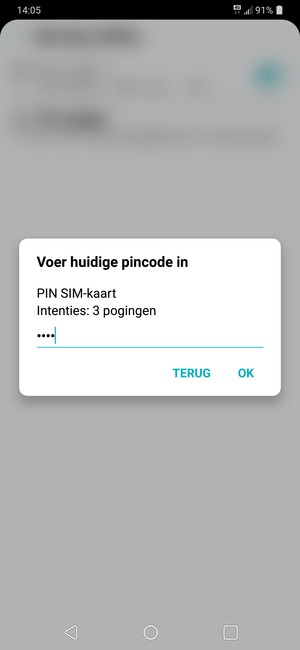Voer uw Huidige pincode in en selecteer OK