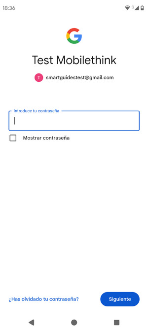 Introduzca su contraseña y seleccione Siguiente