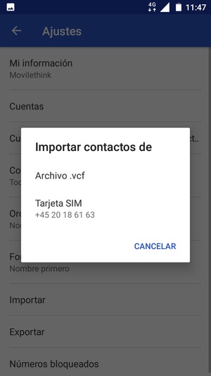 Seleccione Tarjeta SIM