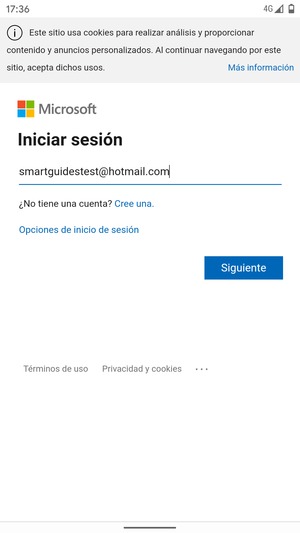 Introduzca su Dirección de correo electrónico y seleccione Siguiente
