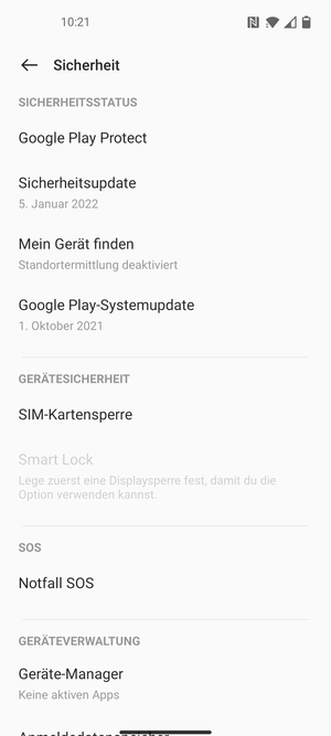 Scrollen Sie und wählen Sie SIM-Kartensperre