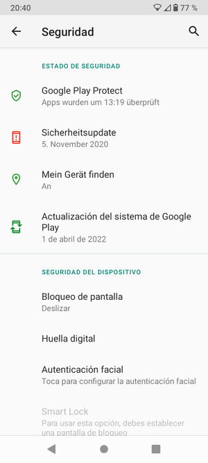 Seleccione Bloqueo de pantalla