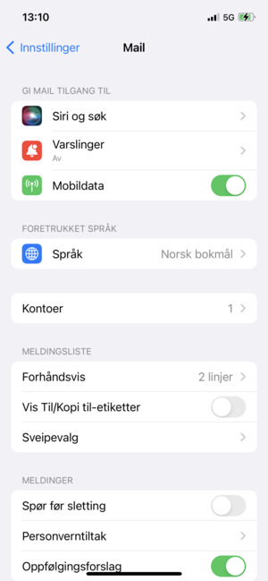 Gmail er klar til bruk