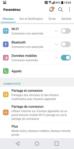 Sélectionnez Réseaux puis Plus