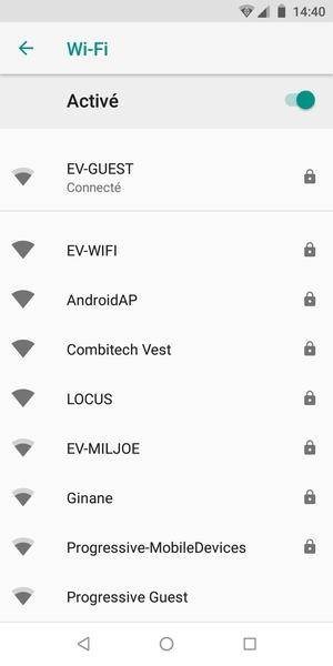 Vous êtes maintenant connecté au réseau Wi-Fi
