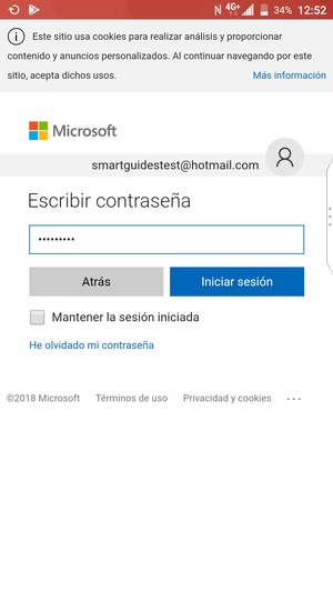 Introduzca su contraseña y seleccione Iniciar sesión