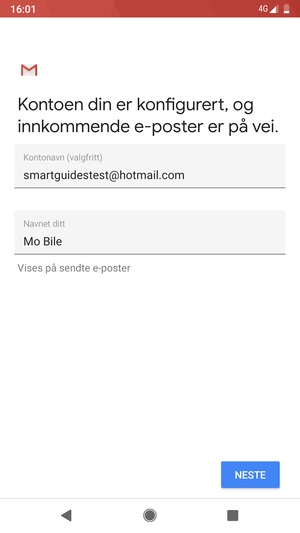 Gi kontoen din et navn, og skriv inn navnet ditt. Velg NESTE