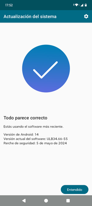Si su teléfono está actualizado, seleccione Entendido