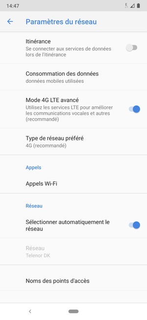 Sélectionnez Type de réseau préfére