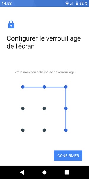 Dessinez de nouveau le schéma de déverrouillage et sélectionnez CONFIRMER