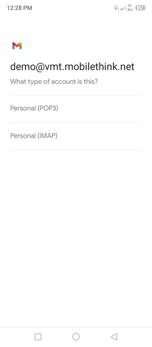Select Personal (POP3) or Personal (IMAP)