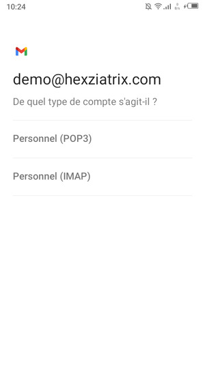 Sélectionnez Personnel (POP3) ou Personnel (IMAP)