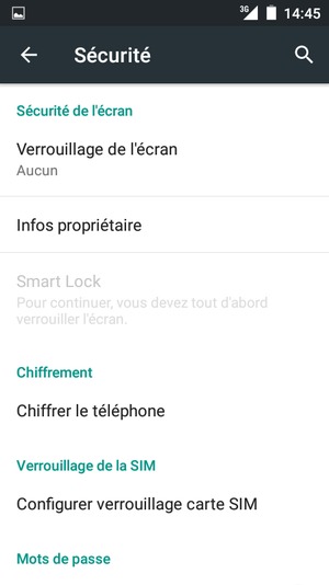 Sélectionnez Verrouillage de l'écran 
