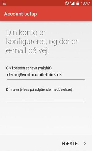 Giv din konto et navn og indtast dit navn. Vælg NÆSTE