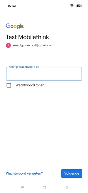 Voer uw wachtwoord in en selecteer Volgende