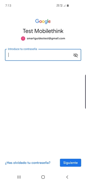 Introduzca su contraseña de Gmail y seleccione Siguiente