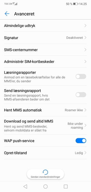 Vælg SMS-centernummer