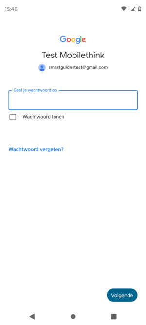 Voer uw wachtwoord in en selecteer Volgende