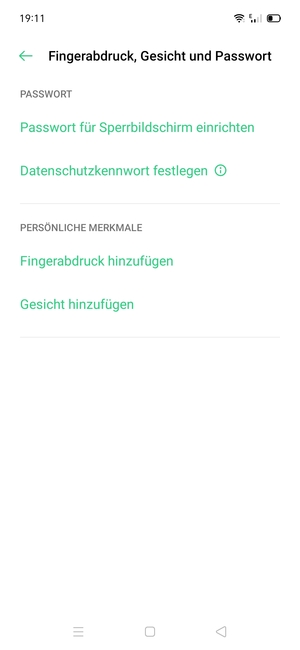 Wählen Sie Passwort für Sperrbildschirm einrichten