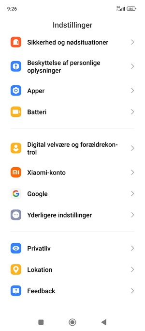 Scroll til og vælg Yderligere indstillinger
