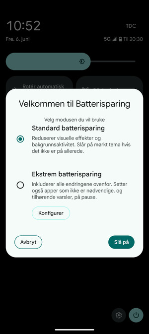 Velg Slå på