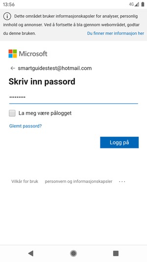 Skriv inn passord og velg Logg på