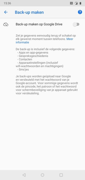 Schakel Back-up maken op Google Drive in
