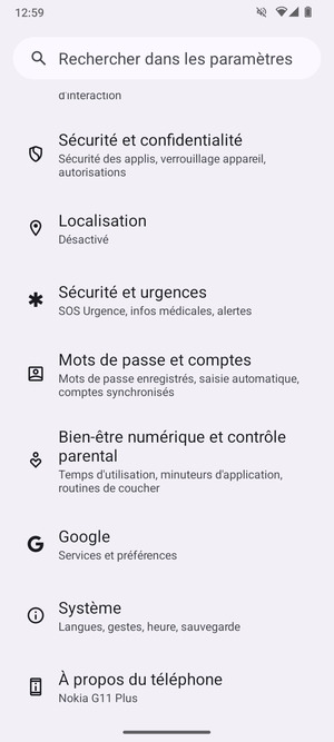 Faites défiler et sélectionnez Systéme