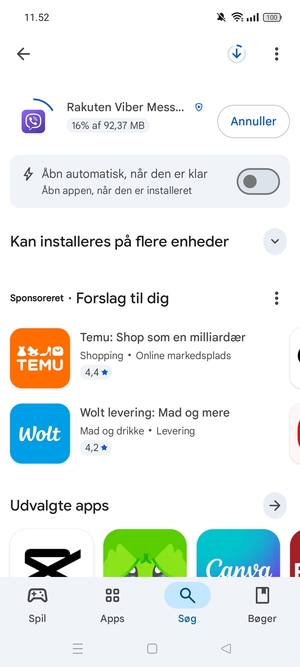 Afvent at installeringen er afsluttet