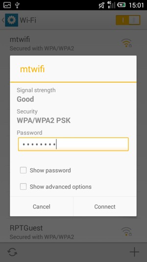 Enter the Wi-Fi password and select Connect
