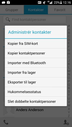 Vælg Kopier fra SIM-kort