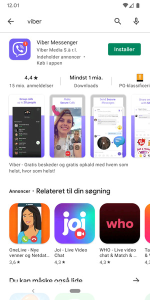 Vælg appen