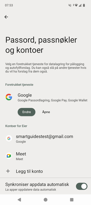 Velg din Google-konto