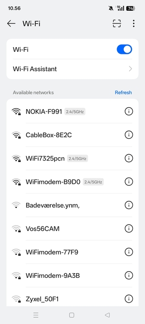 Select the wireless network you want to connect to