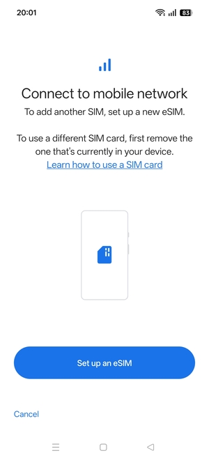 Select Set up an eSIM