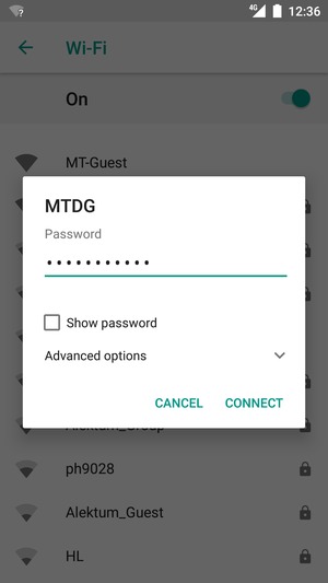 Enter the Wi-Fi password and select CONNECT