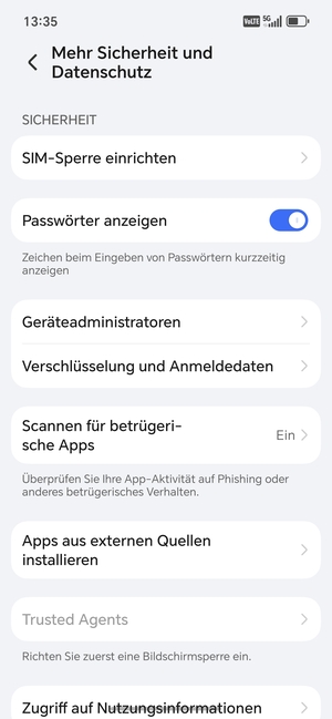 Wählen Sie SIM-Sperre einrichten