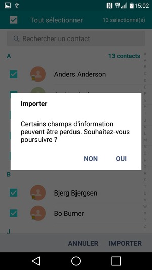 Sélectionnez OUI