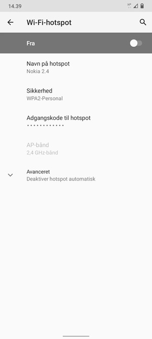 Slå Wi-Fi-hotspot til