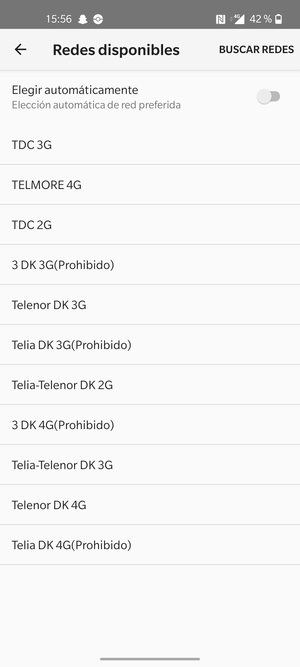 Seleccione un operador de red de la lista