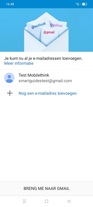 Selecteer BRENG ME NAAR GMAIL