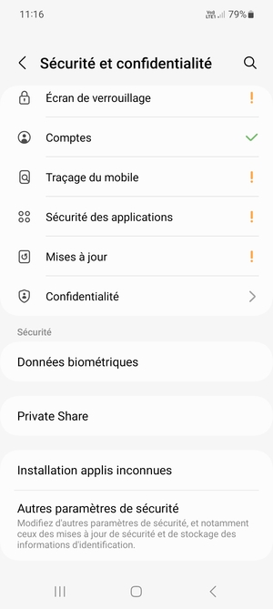 Faites défiler et sélectionnez Autres paramètres de sécurité