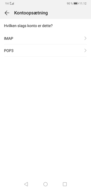 Vælg IMAP eller POP3
