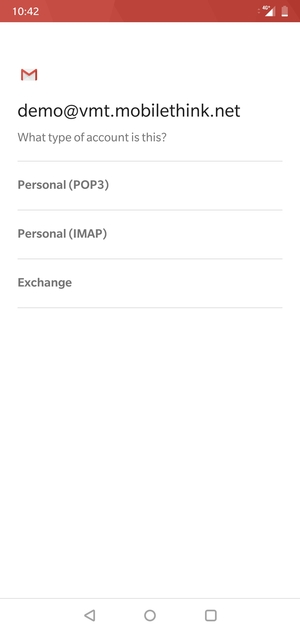 Select Personal (POP3) or Personal (IMAP)