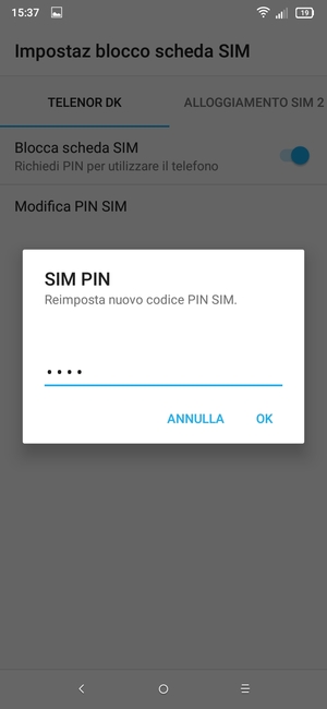 Conferma il nuovo codice PIN SIM e seleziona OK