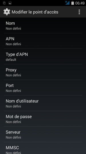 Sélectionnez Type d'APN